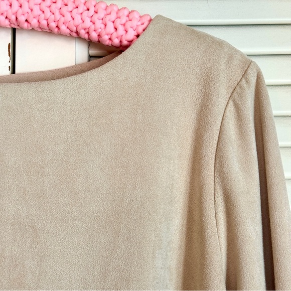 Sail to Sable Flounce Sleeve Faux Suede Blouse - Picture 6 of 10